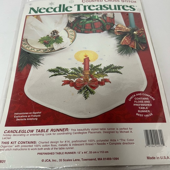 Needle Treasures Counted Cross Stitch Kit Candleglow Table Runner 13" x 44" New - Picture 7 of 9